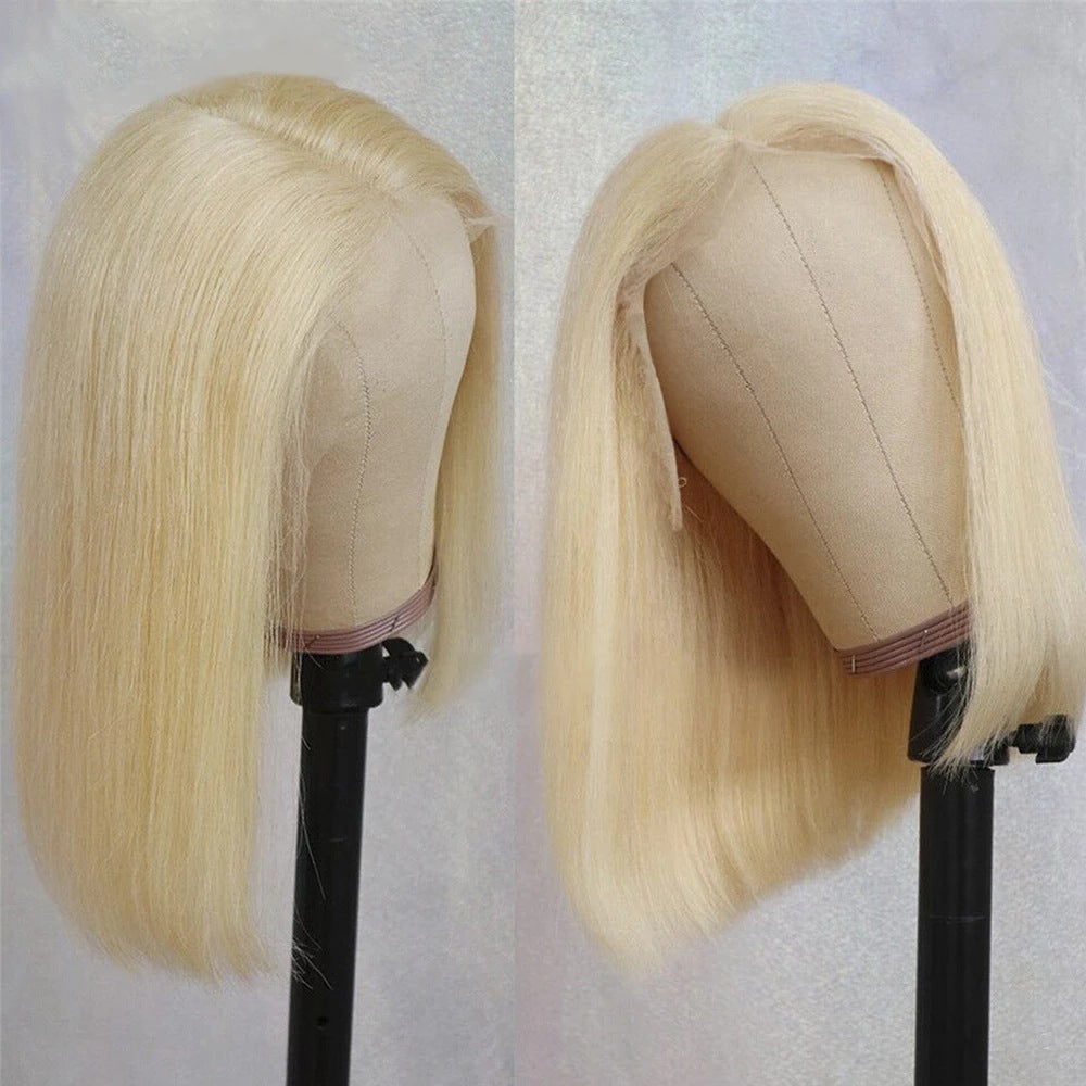 Fashion Chemical Fiber Front Lace Bob Blonde Wig Headgear Women