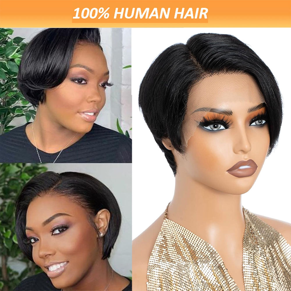Human Hair Lace Bob Non-toxic Wig-pre-drawn, 13X4X1 Lace,  Short Straight, T-part Lace Front Short Wig, Suitable For The Whole Scene.