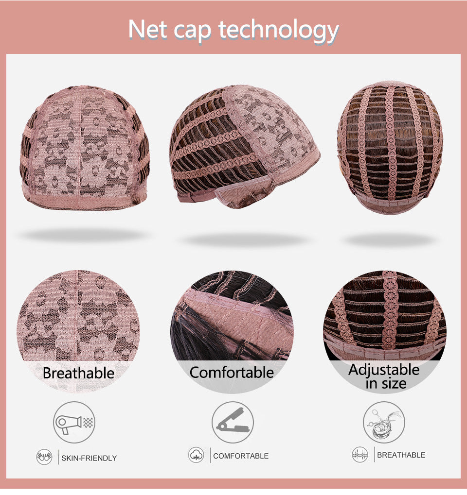 Yin And Yang Head Long Curly Hair Air Bangs European And American Wig