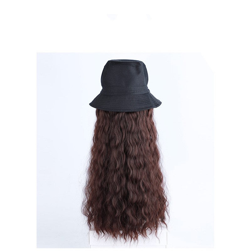 Hat wig one female wig female long hair natural fashion long curly hair big wave