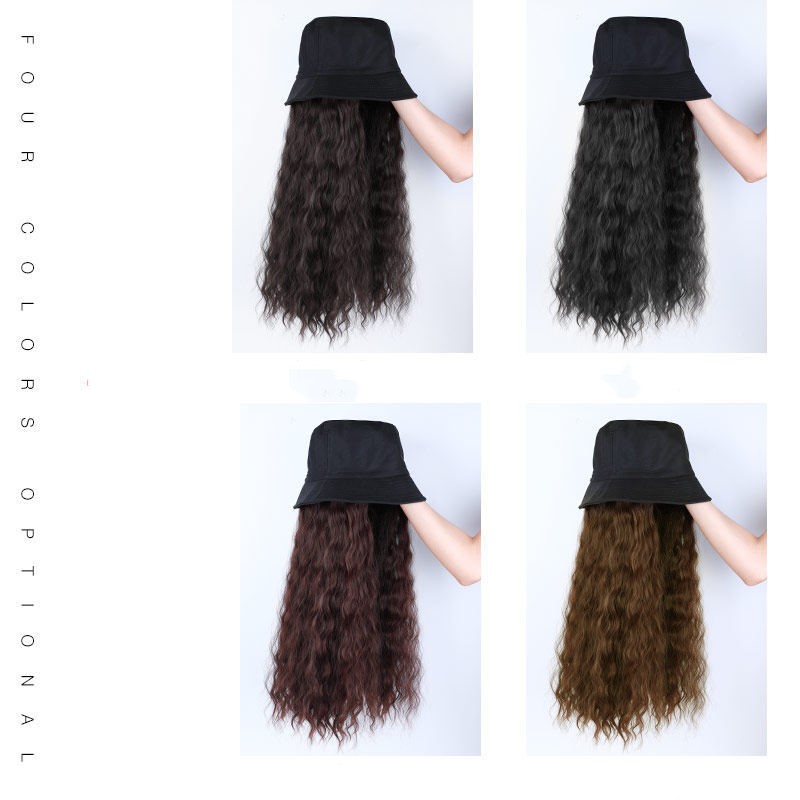 Hat wig one female wig female long hair natural fashion long curly hair big wave