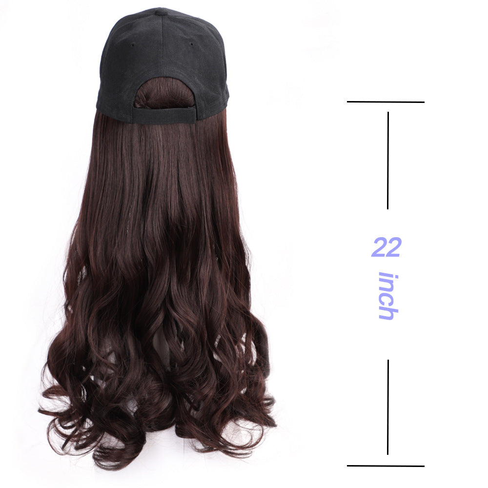 Wig Female Cap Wig Long Curly Hair Natural Big Wave Baseball Hat Wig One