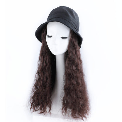 Hat wig one female wig female long hair natural fashion long curly hair big wave