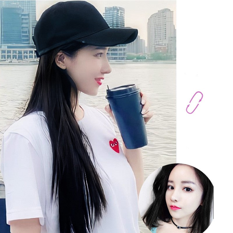 Hat wig one female wig female long hair natural fashion long curly hair big wave