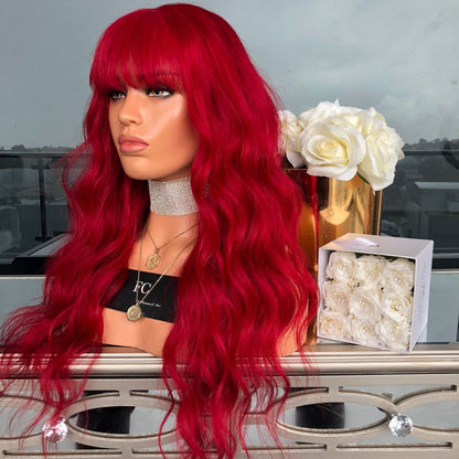A big wavy red wig