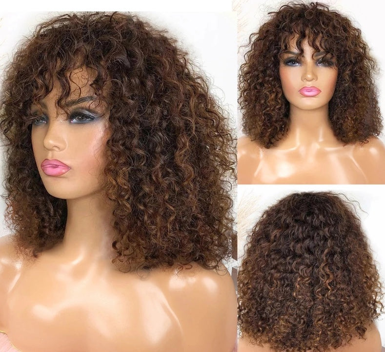 Bouncy Jerry Curly Short Bob Pixie Cut Wig With Bangs
