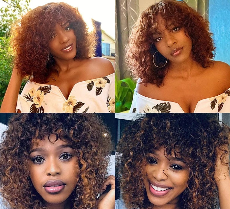 Bouncy Jerry Curly Short Bob Pixie Cut Wig With Bangs