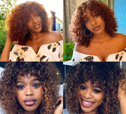 Bouncy Jerry Curly Short Bob Pixie Cut Wig With Bangs
