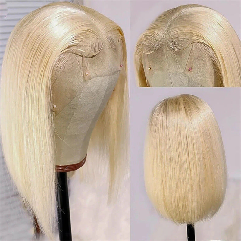 Fashion Chemical Fiber Front Lace Bob Blonde Wig Headgear Women