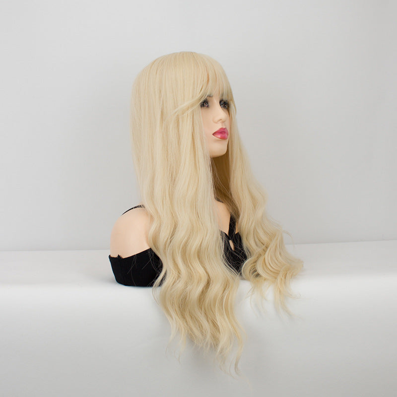 Qi Bangs Purple Silk Gradual Change Chemical Fiber Wig