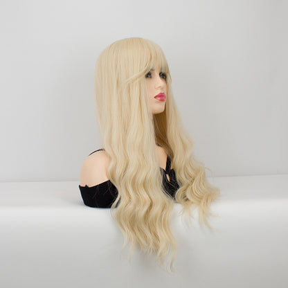 Qi Bangs Purple Silk Gradual Change Chemical Fiber Wig