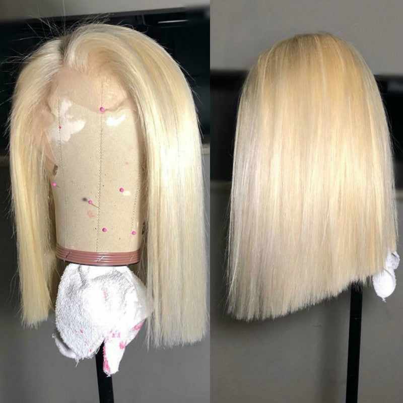 Fashion Chemical Fiber Front Lace Bob Blonde Wig Headgear Women