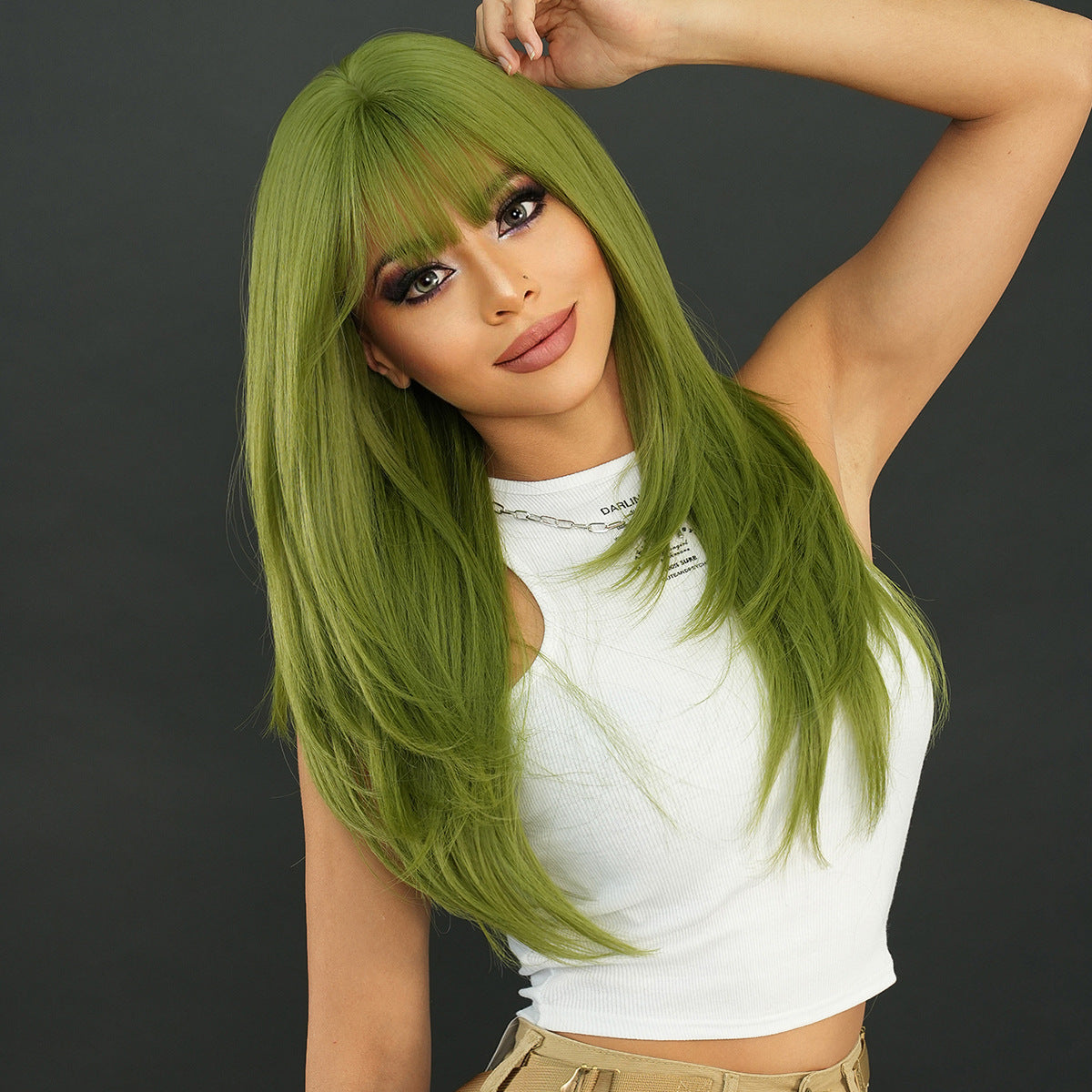Vanilla Green Long Straight Women's Wig