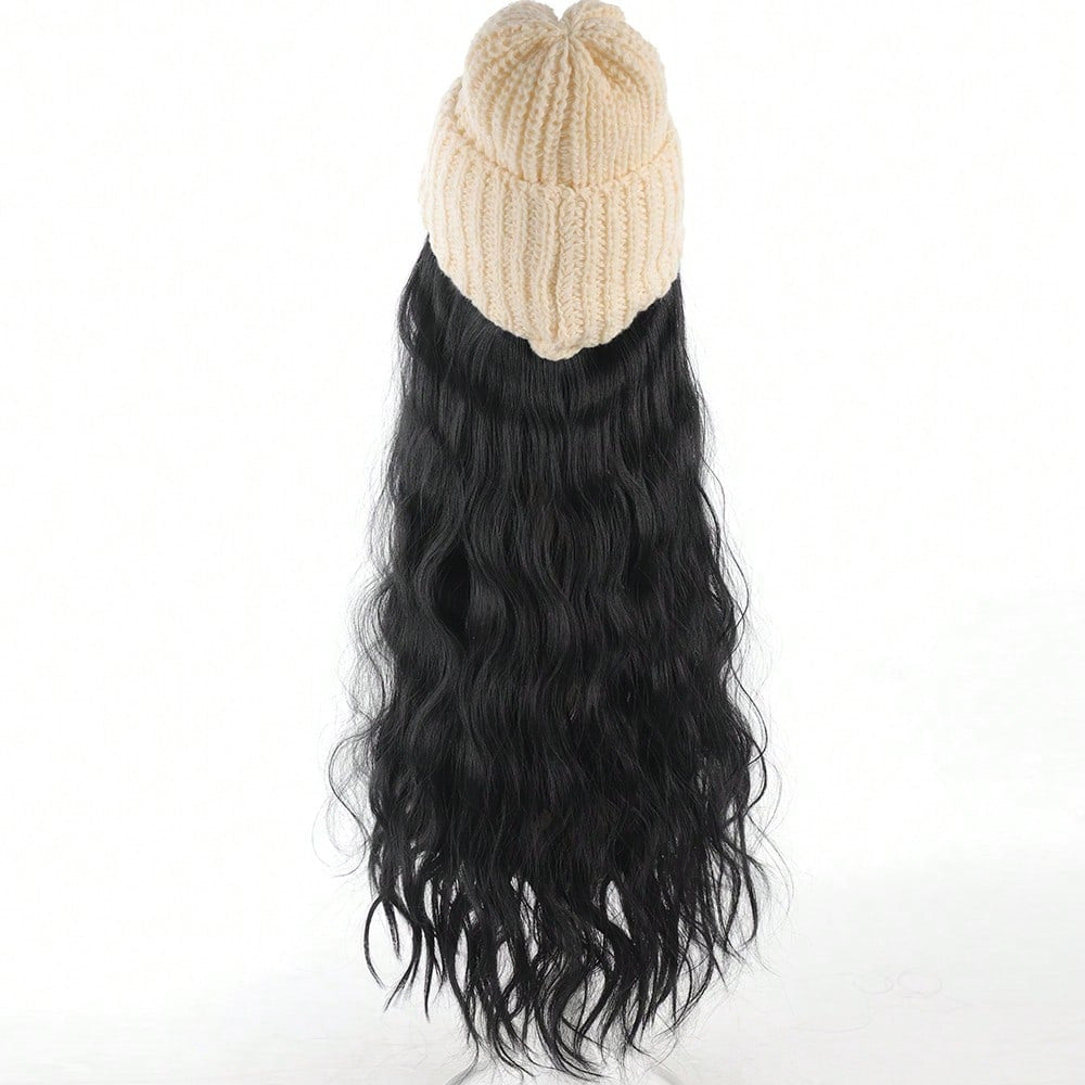 Hat Wig Long Curly Hair Female Hat Wig Big Wave