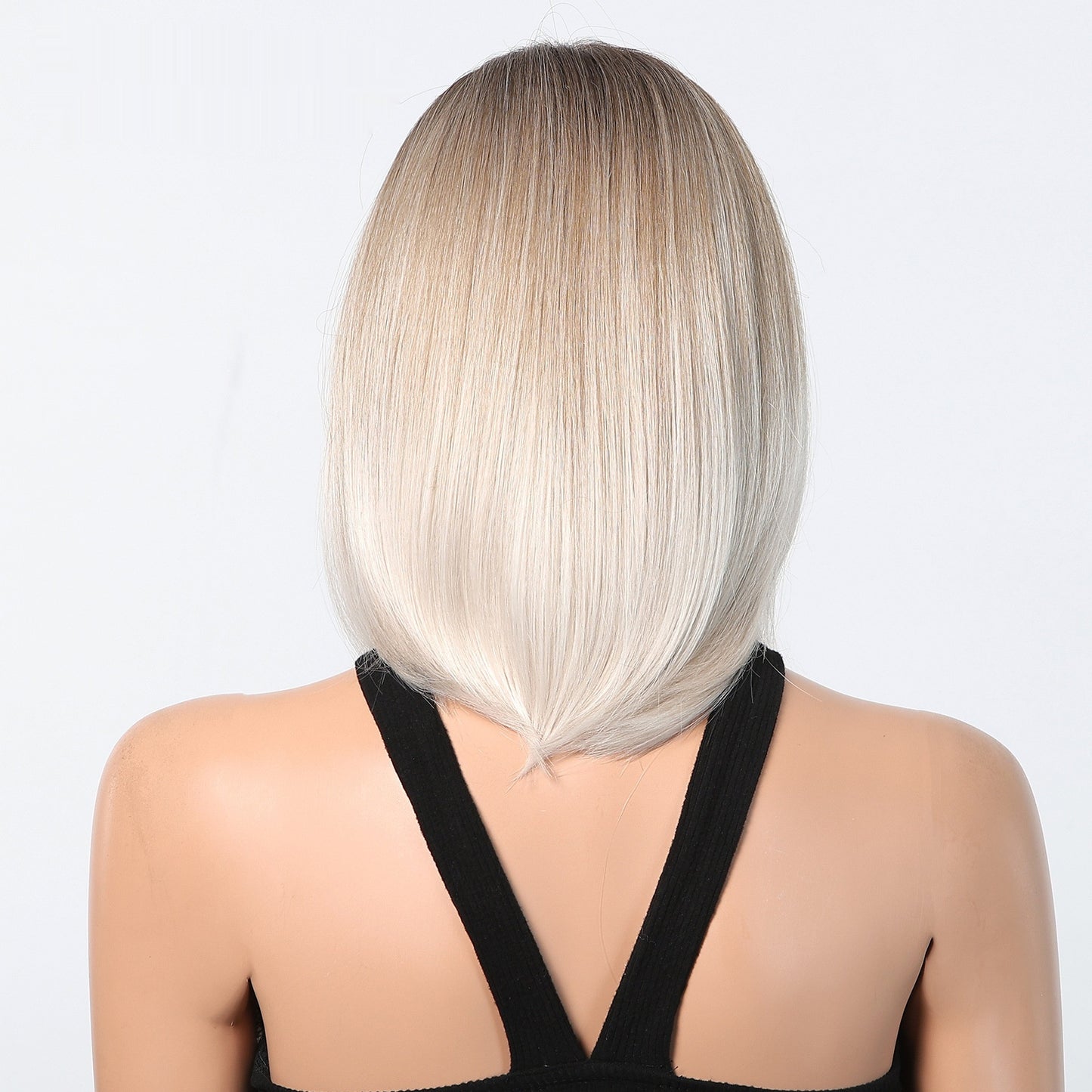 Large Area Front Lace Medium Short Straight Hair Bob Haircut Natural Realistic Wig