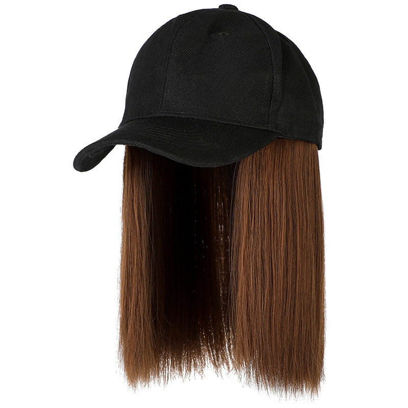 One Piece Wig Cap Short Straight Hair Female With Hat Wig Clavicle Hair Bobo