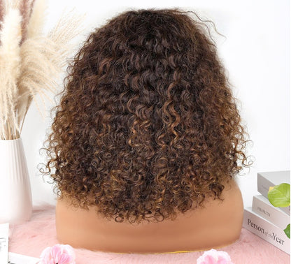 Bouncy Jerry Curly Short Bob Pixie Cut Wig With Bangs