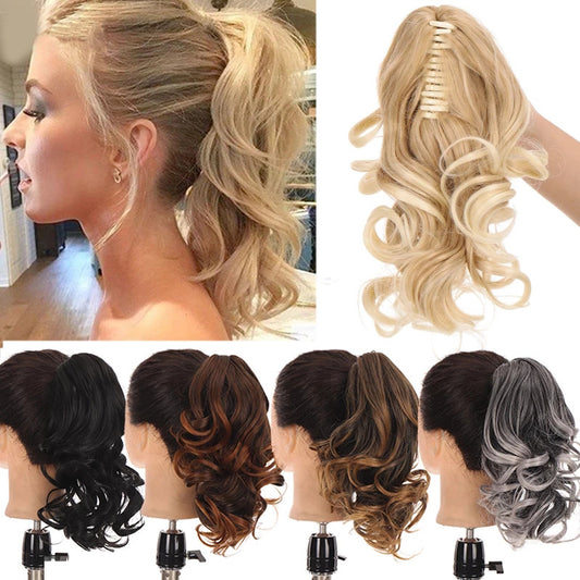 European And American Messy Mid-length Clip Style Horse Tail Natural & Fluffy